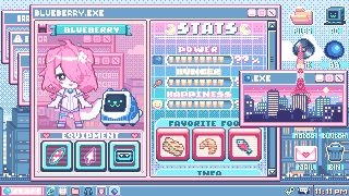 Blueberry Retro OS, animated pixel art