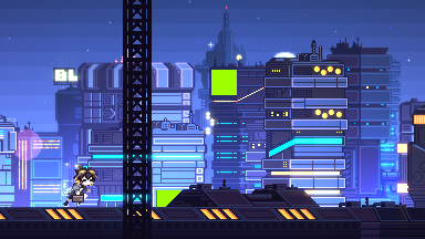 Futuristic City, animated pixel art