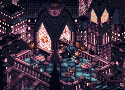Gothic Coffee Shop, animated pixel art