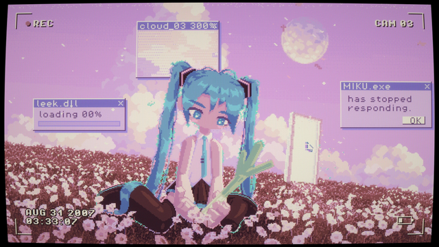 Miku Dreamcore, animated pixel art fan art. Hatsune Miku &copy; Crypton Future Media, INC.