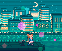 Sailor Moon Cityscape, animated pixel art