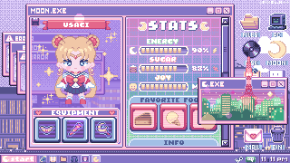 Sailor Moon Retro OS, animated pixel art