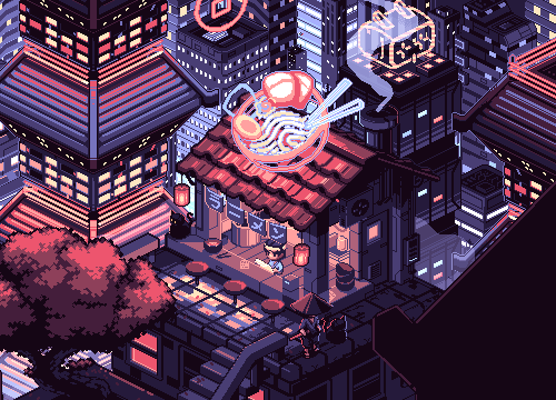 Sci-Fi City 2, animated pixel art
