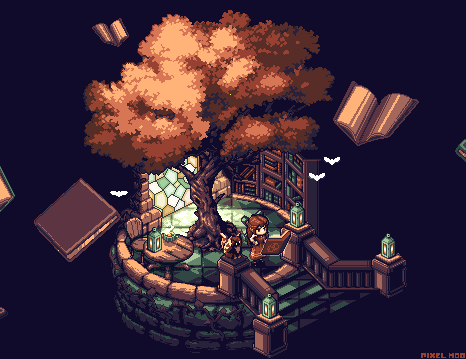 Secret Library, animated pixel art